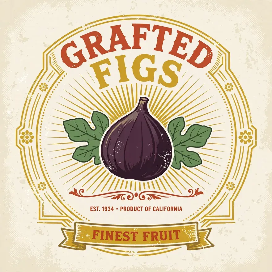 Vintage orchard crate label fig design concept