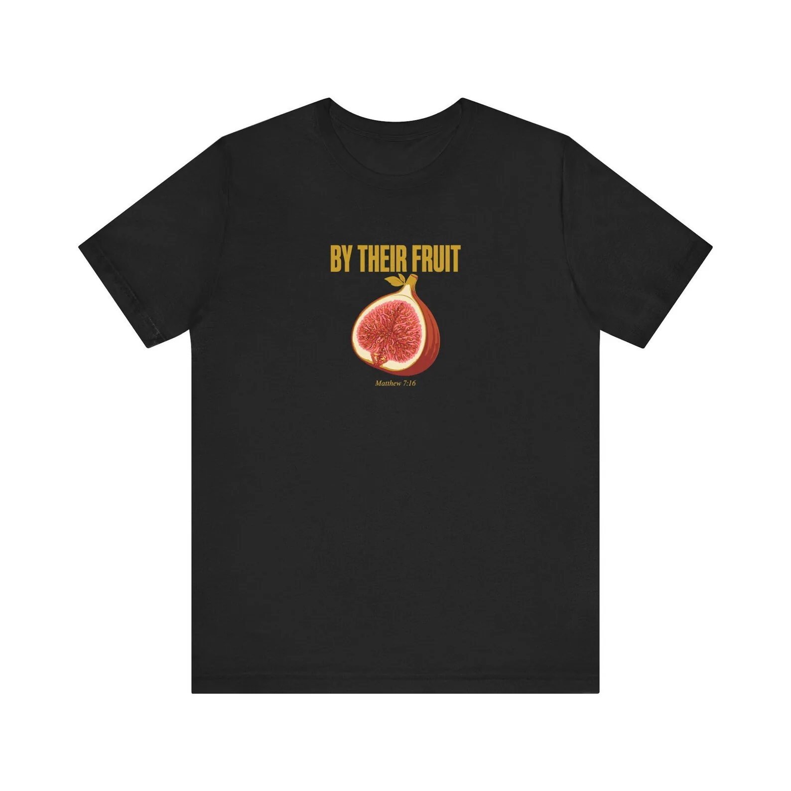 By Their Fruit streetwear Scripture tee — bold fig design